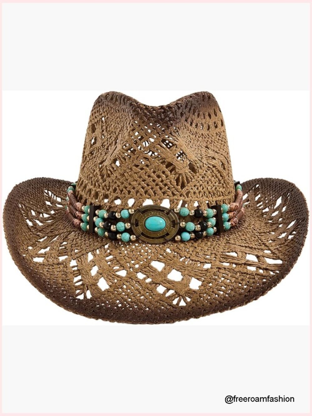 Western Straw Cowboy Hat Hollow Out Summer Beach Sun Hat One-Size